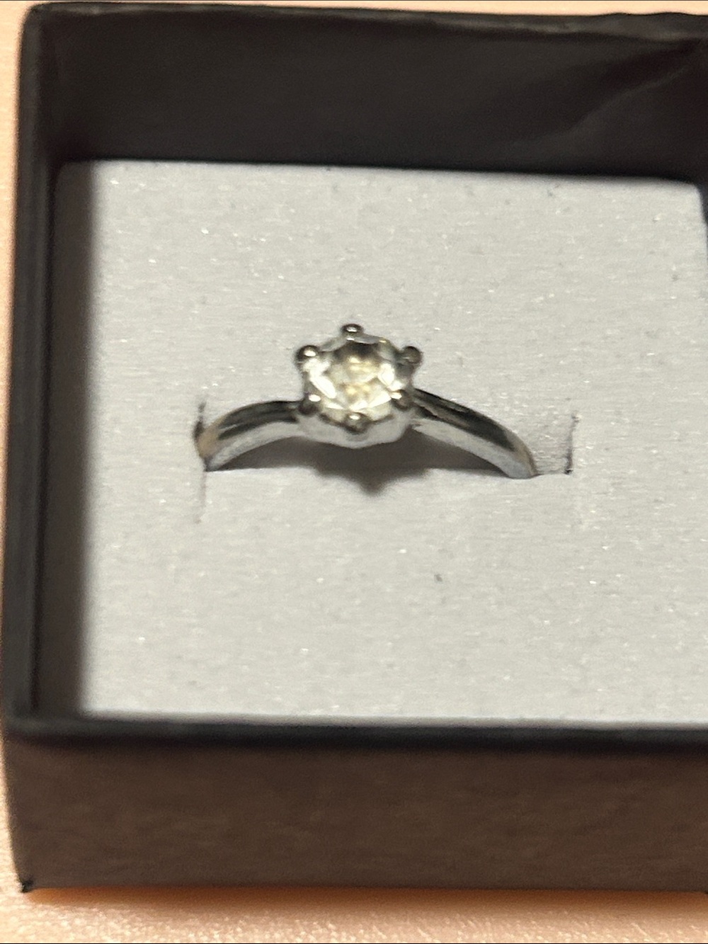 Source Unknown Silver Solitaire Ring with Clear Stone - Women Jewelry